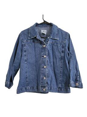 French Dressing Jean Jacket Girls Size 12 Medium Wash Denim Button Front Coat